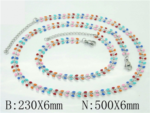 BC Wholesale Jewelry Sets Stainless Steel 316L Necklace & Bracelet Set NO.#BC39S0100HDD