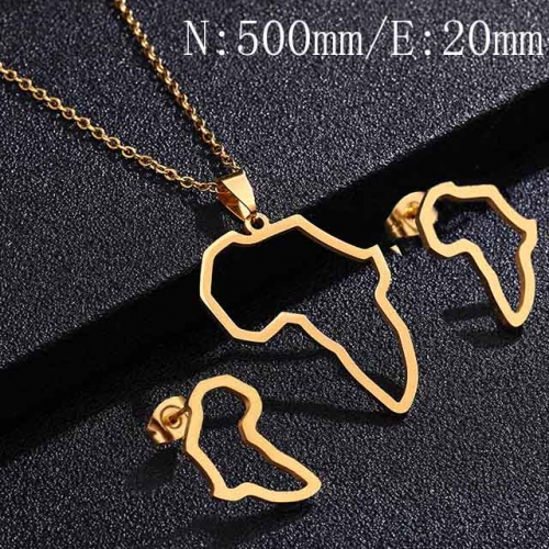 BC Wholesale Map Jewelry Sets 316L Stainless Steel Jewelry Earrings Pendants Sets NO.#YJ009S0485