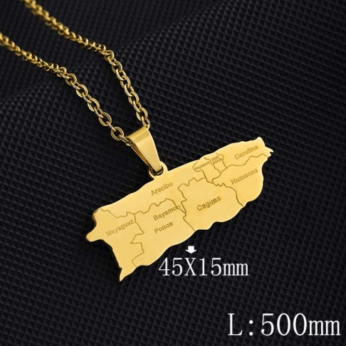 BC Wholesale Map Necklace Jewelry Stainless Steel 316L Necklace NO.#YJ009N0456