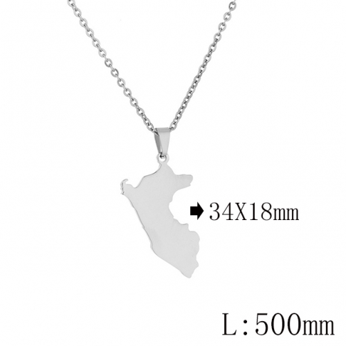 BC Wholesale Map Necklace Jewelry Stainless Steel 316L Necklace NO.#YJ009N0369
