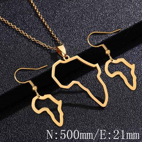 BC Wholesale Map Jewelry Sets 316L Stainless Steel Jewelry Earrings Pendants Sets NO.#YJ009S0884