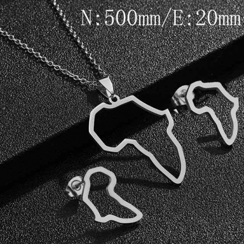 BC Wholesale Map Jewelry Sets 316L Stainless Steel Jewelry Earrings Pendants Sets NO.#YJ009S0486