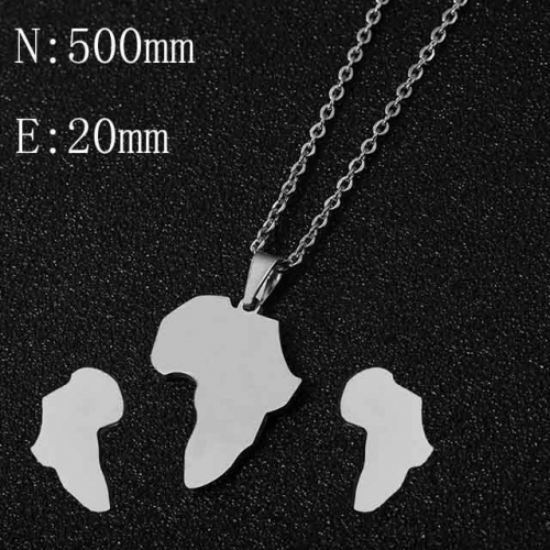 BC Wholesale Map Jewelry Sets 316L Stainless Steel Jewelry Earrings Pendants Sets NO.#YJ009S0887