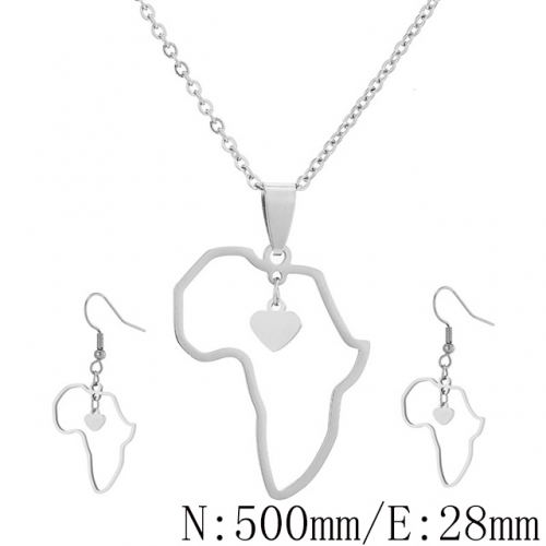 BC Wholesale Map Jewelry Sets 316L Stainless Steel Jewelry Earrings Pendants Sets NO.#YJ009S0669