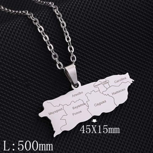 BC Wholesale Map Necklace Jewelry Stainless Steel 316L Necklace NO.#YJ009N0457