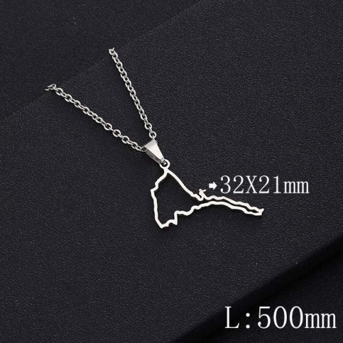 BC Wholesale Map Necklace Jewelry Stainless Steel 316L Necklace NO.#YJ009N0510