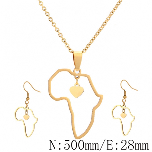 BC Wholesale Map Jewelry Sets 316L Stainless Steel Jewelry Earrings Pendants Sets NO.#YJ009S0668