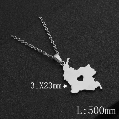 BC Wholesale Map Necklace Jewelry Stainless Steel 316L Necklace NO.#YJ009N0315
