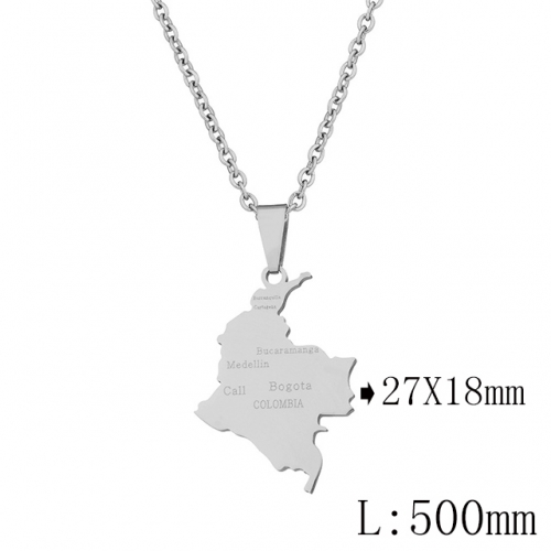 BC Wholesale Map Necklace Jewelry Stainless Steel 316L Necklace NO.#YJ009N0231
