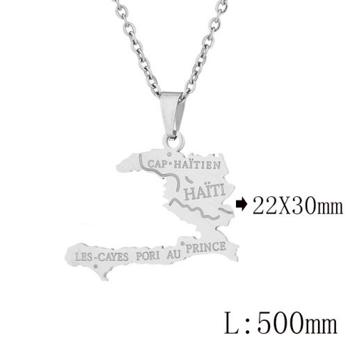 BC Wholesale Map Necklace Jewelry Stainless Steel 316L Necklace NO.#YJ009N0445
