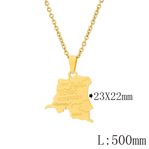 BC Wholesale Map Necklace Jewelry Stainless Steel 316L Necklace NO.#YJ009N0695