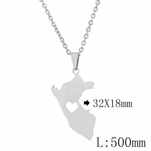 BC Wholesale Map Necklace Jewelry Stainless Steel 316L Necklace NO.#YJ009N0309