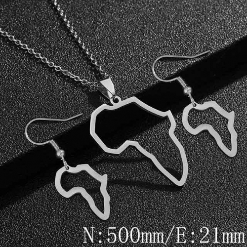 BC Wholesale Map Jewelry Sets 316L Stainless Steel Jewelry Earrings Pendants Sets NO.#YJ009S0885