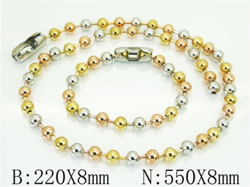 BC Wholesale Jewelry Sets Stainless Steel 316L Necklace & Bracelet Set NO.#BC01S0038IM