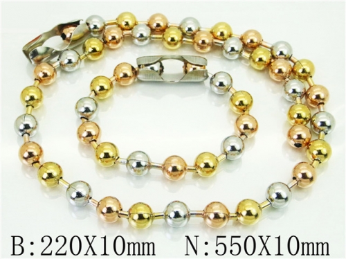 BC Wholesale Jewelry Sets Stainless Steel 316L Necklace & Bracelet Set NO.#BC01S0039JL