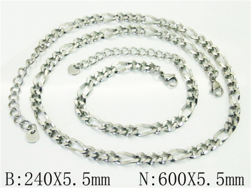 BC Wholesale Jewelry Sets Stainless Steel 316L Necklace & Bracelet Set NO.#BC40S0537PJ