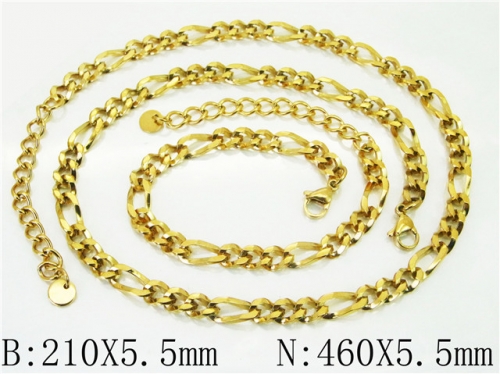 BC Wholesale Jewelry Sets Stainless Steel 316L Necklace & Bracelet Set NO.#BC40S0534HJL
