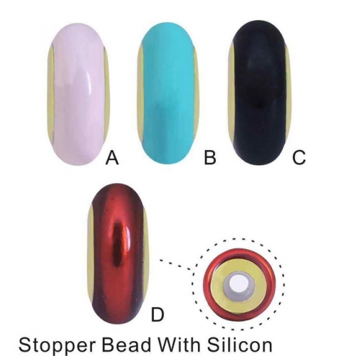 BC Wholesale DIY Jewelry Stopper Bead With Silicone Silver Stainless Steel Jewelry Fitting NO.#SF4PPD0399