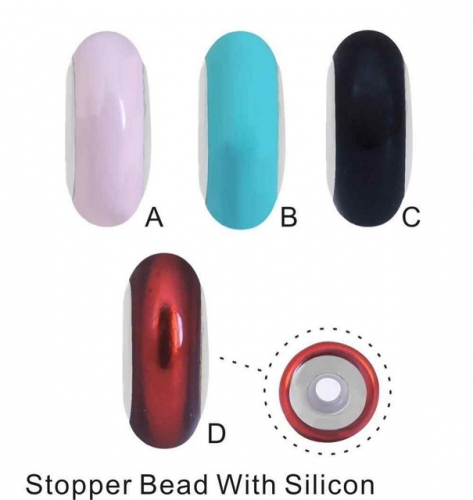 BC Wholesale DIY Jewelry Stopper Bead With Silicone Silver Color Stainless Steel Jewelry Fitting NO.#SF4PPD0398