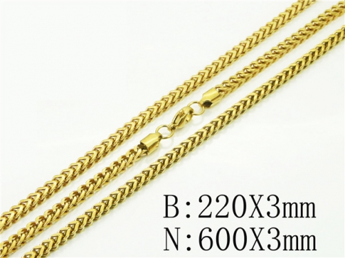 BC Wholesale Jewelry Sets Stainless Steel 316L Necklace & Bracelet Set NO.#BC40S0539HOL