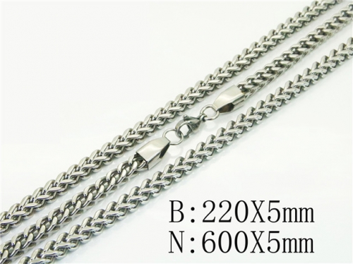 BC Wholesale Jewelry Sets Stainless Steel 316L Necklace & Bracelet Set NO.#BC40S0542HPL