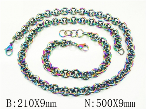 BC Wholesale Jewelry Sets Stainless Steel 316L Necklace & Bracelet Set NO.#BC70S0531HOE