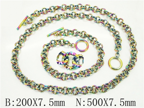 BC Wholesale Jewelry Sets Stainless Steel 316L Necklace & Bracelet Set NO.#BC70S0536HKL