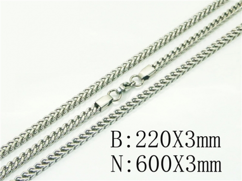 BC Wholesale Jewelry Sets Stainless Steel 316L Necklace & Bracelet Set NO.#BC40S0538HKL
