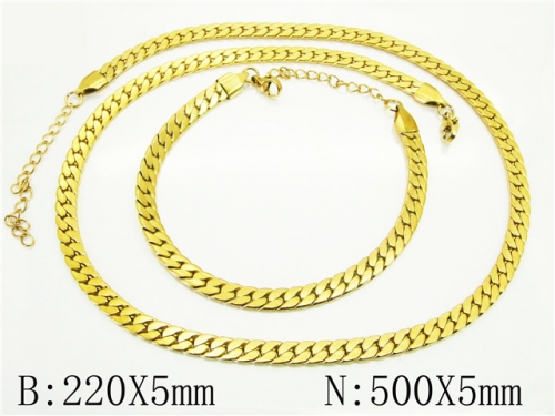 BC Wholesale Jewelry Sets Stainless Steel 316L Necklace & Bracelet Set NO.#BC70S0527HIA