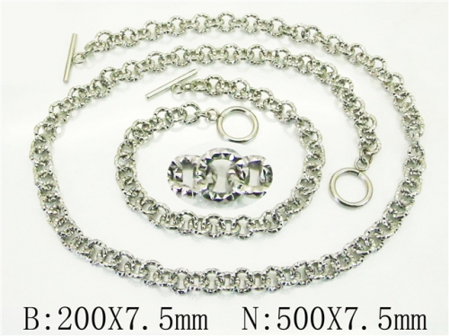 BC Wholesale Jewelry Sets Stainless Steel 316L Necklace & Bracelet Set NO.#BC70S0533PL