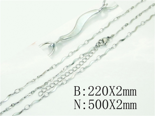 Wholesale Jewelry Sets Stainless Steel 316L Necklace & Bracelet Set BC70S0550SLL