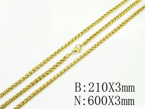 Wholesale Jewelry Sets Stainless Steel 316L Necklace & Bracelet Set BC40S0560NL