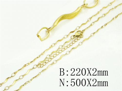 Wholesale Jewelry Sets Stainless Steel 316L Necklace & Bracelet Set BC70S0551YNL