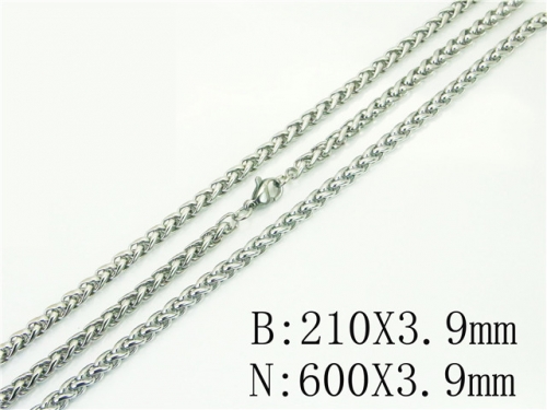 Wholesale Jewelry Sets Stainless Steel 316L Necklace & Bracelet Set BC40S0557LE