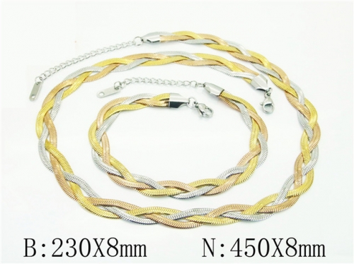 Wholesale Jewelry Sets Stainless Steel 316L Necklace & Bracelet Set BC53S0202HME