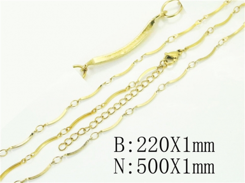 Wholesale Jewelry Sets Stainless Steel 316L Necklace & Bracelet Set BC70S0549WNL