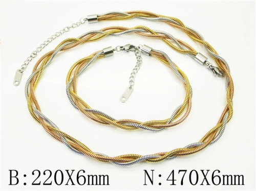 Ulyta Wholesale Jewelry Sets Stainless Steel 316L Necklace & Bracelet Set BC53S0206HOR