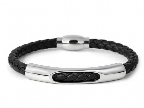 BC Jewelry Wholesale Leather Bracelet Stainless Steel And Leather Bracelet Jewelry SJ85B2962