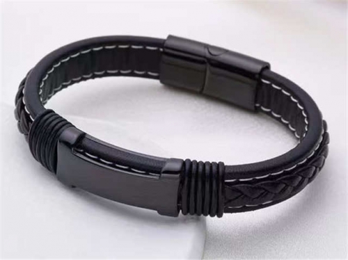 BC Jewelry Wholesale Leather Bracelet Stainless Steel And Leather Bracelet Jewelry SJ85B2852