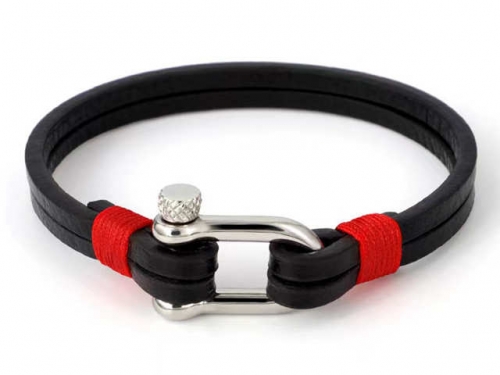 BC Jewelry Wholesale Leather Bracelet Stainless Steel And Leather Bracelet Jewelry SJ85B3005