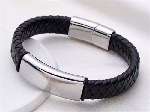 BC Jewelry Wholesale Leather Bracelet Stainless Steel And Leather Bracelet Jewelry SJ85B2884