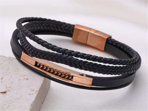 BC Jewelry Wholesale Leather Bracelet Stainless Steel And Leather Bracelet Jewelry SJ85B2928