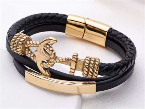 BC Jewelry Wholesale Leather Bracelet Stainless Steel And Leather Bracelet Jewelry SJ85B2841