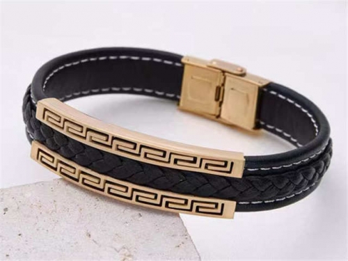 BC Jewelry Wholesale Leather Bracelet Stainless Steel And Leather Bracelet Jewelry SJ85B2869