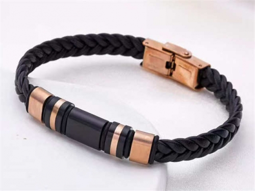 BC Jewelry Wholesale Leather Bracelet Stainless Steel And Leather Bracelet Jewelry SJ85B2922