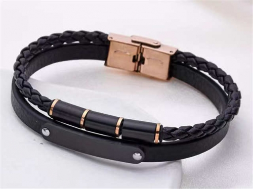 BC Jewelry Wholesale Leather Bracelet Stainless Steel And Leather Bracelet Jewelry SJ85B2857