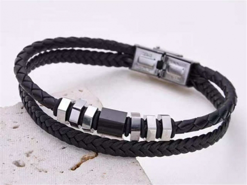 BC Jewelry Wholesale Leather Bracelet Stainless Steel And Leather Bracelet Jewelry SJ85B2830