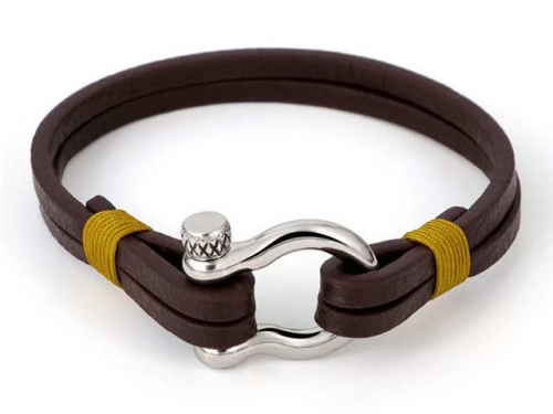 BC Jewelry Wholesale Leather Bracelet Stainless Steel And Leather Bracelet Jewelry SJ85B3003