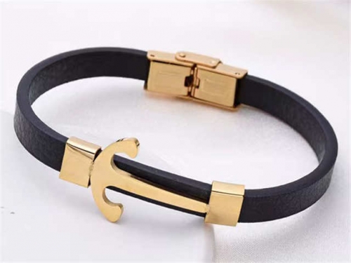 BC Jewelry Wholesale Leather Bracelet Stainless Steel And Leather Bracelet Jewelry SJ85B2901