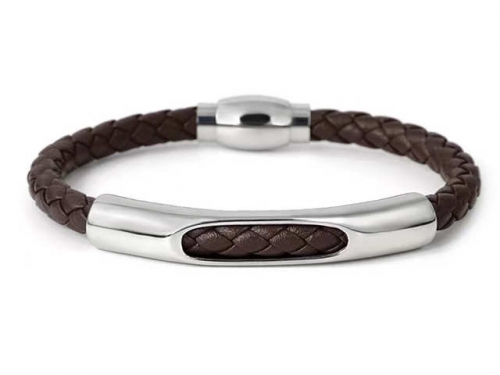 BC Jewelry Wholesale Leather Bracelet Stainless Steel And Leather Bracelet Jewelry SJ85B2961